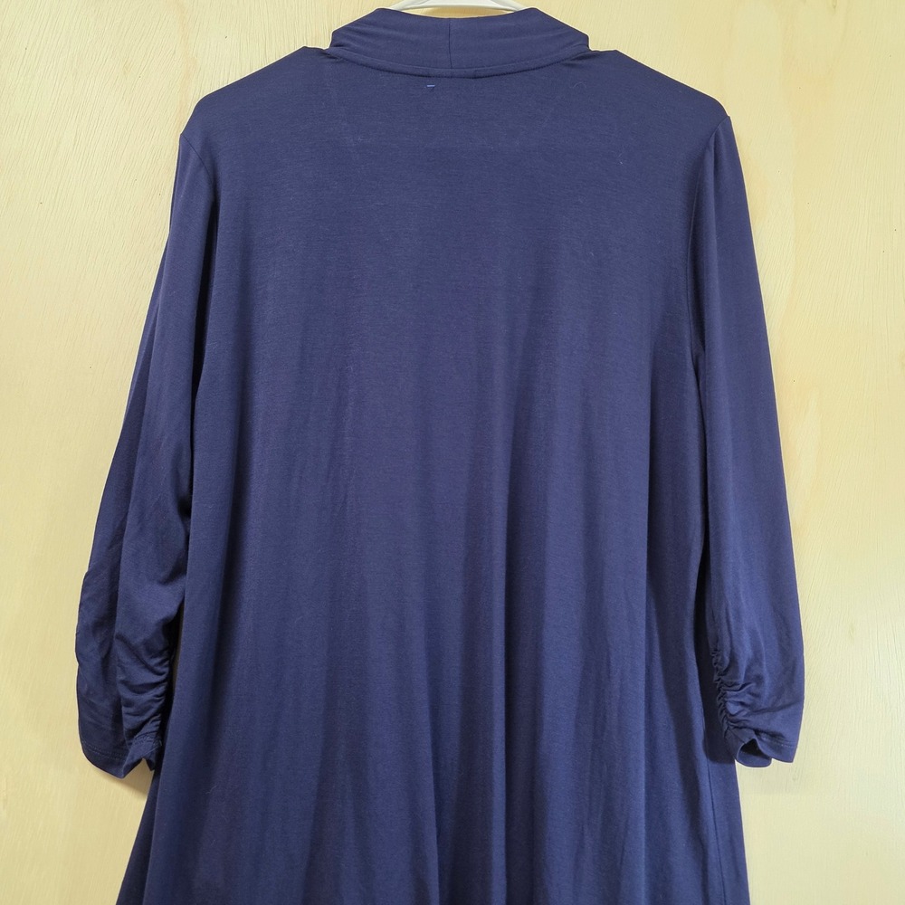 Soma Maritime Navy Open Front Dress Wrap Cardigan Ruched 3/4 Sleeve Large - Picture 10 of 11
